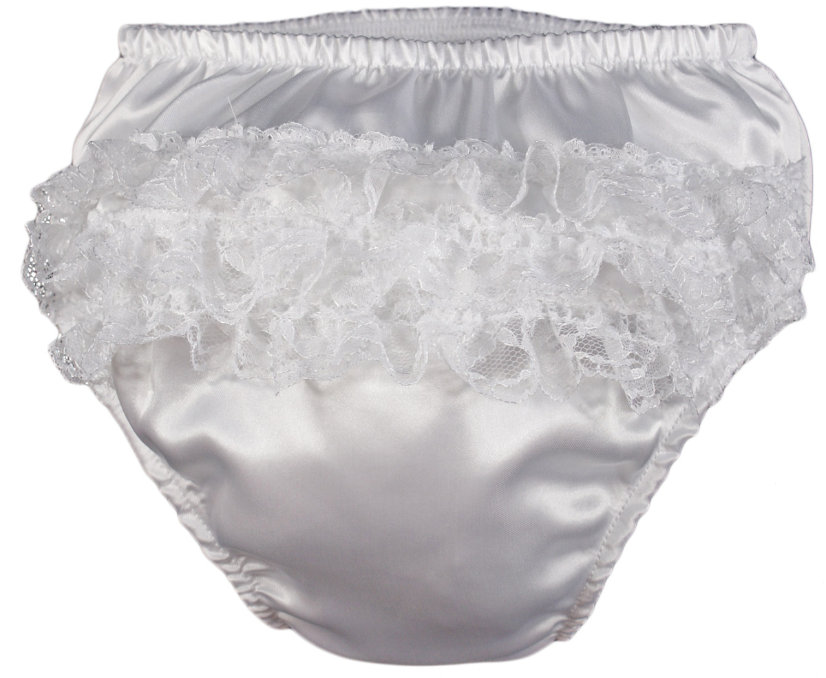 Baby Girl Frilly Knickers Pants Satin Lace Nappy Cover Christening 