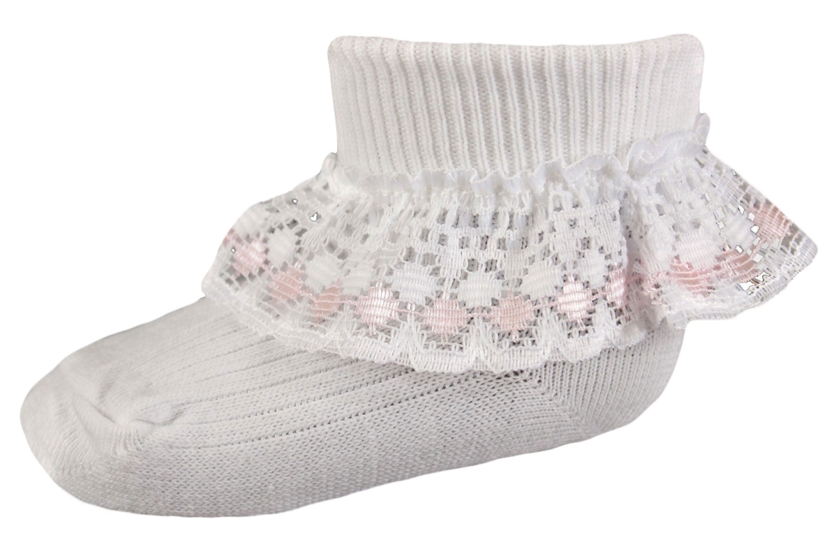 FRIUSATE 9 Pairs Baby Girl Frilly Socks, White Lace Soft Comfortable