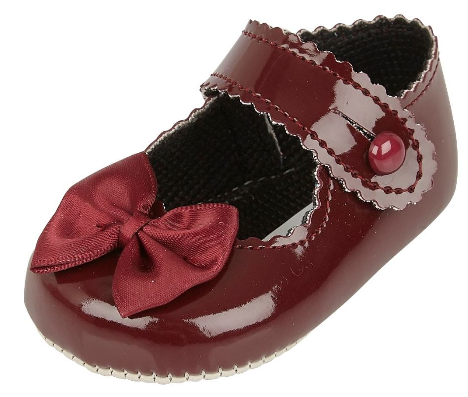 Baypods baby christening pram shoes bow girl Early Days white cream pink black