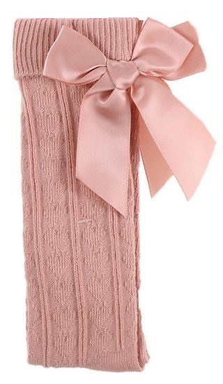 Baby BOW socks girl Spanish Romany style knee high cotton rich hearts ribbon