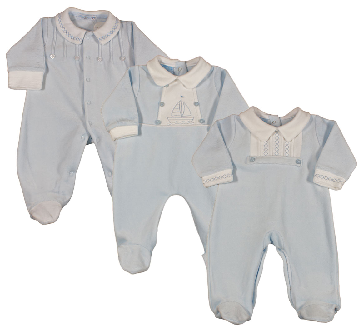 baby boy velour sleepsuit