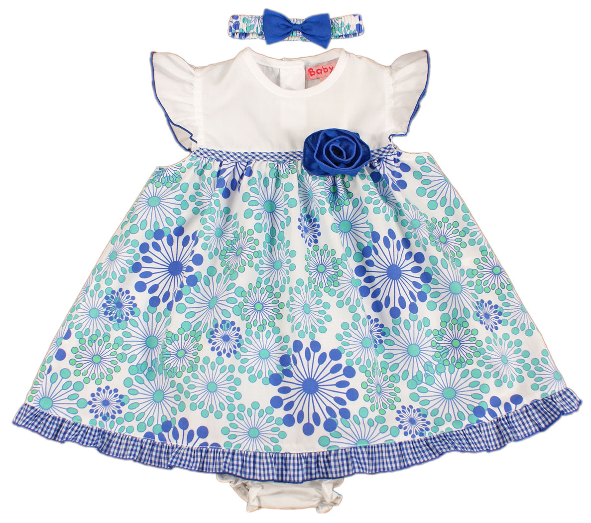 Baby Girl DRESS Headband Knickers FUNKY Floral
