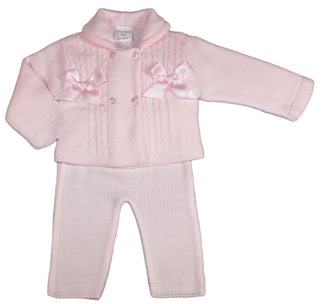 Baby Girl Jacket Trousers KNITTED Spanish Style BOWS  