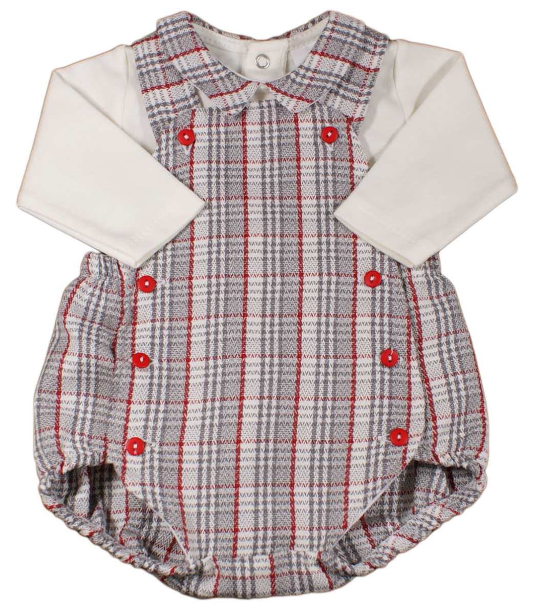 Baby Boy Romper Dungaree Top Bib Shorts Check