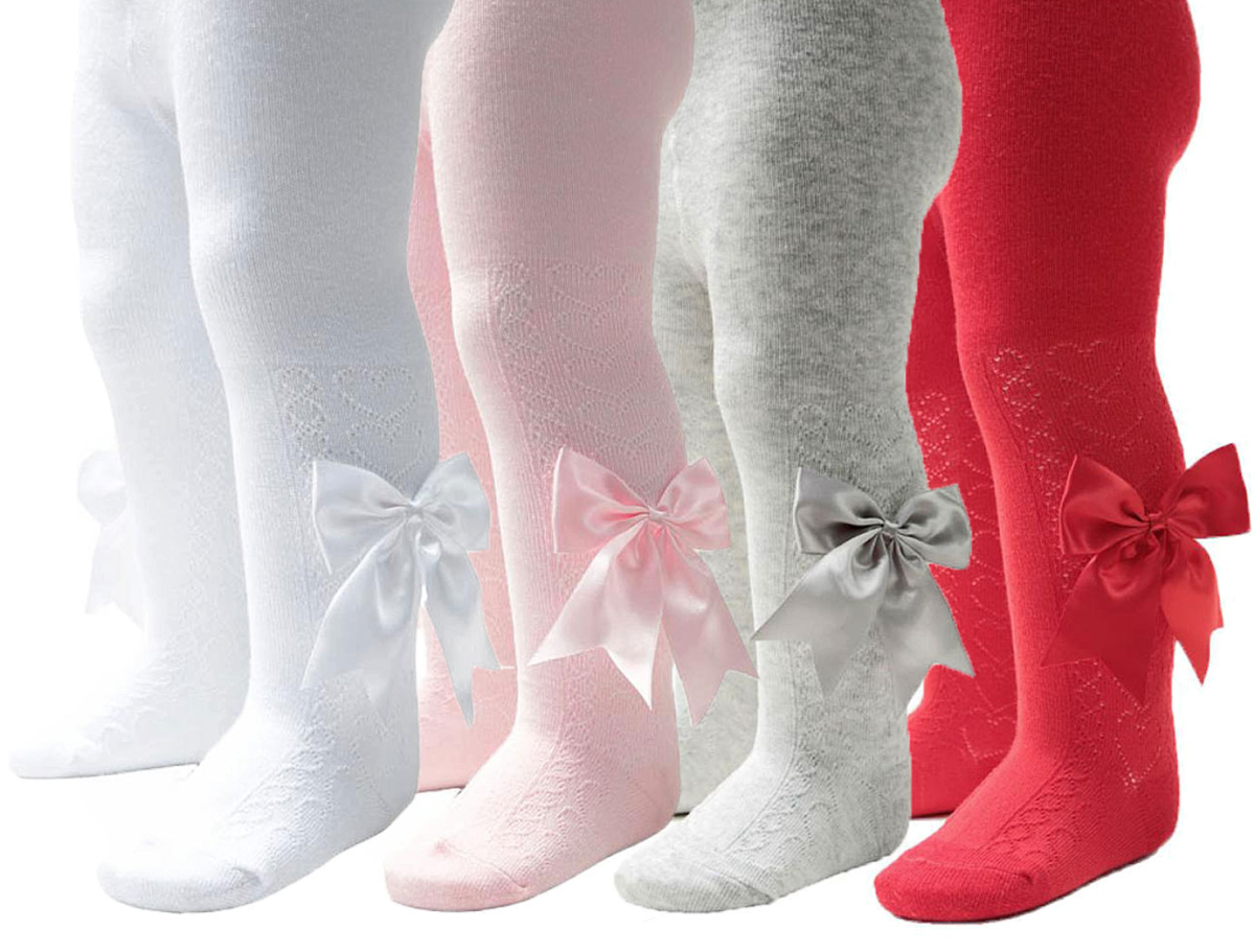 Baby Spanish Heart Design Tights With Bow White//Red//Rose Gold//Grey !!!