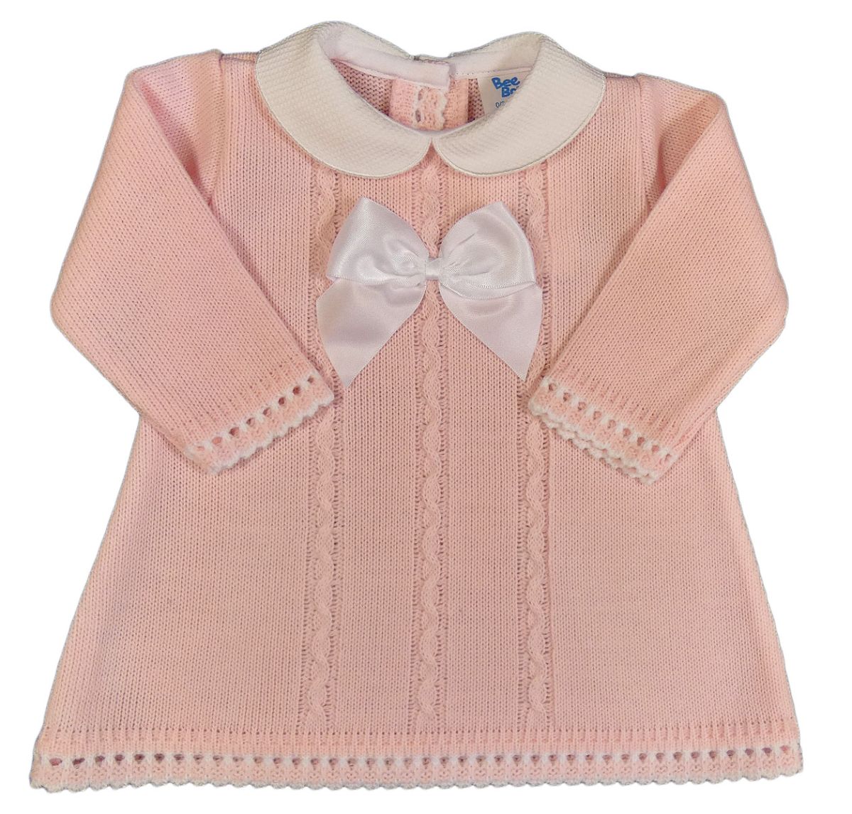 Baby Girl DRESS Knitted Bow Long Sleeved Spanish Style 