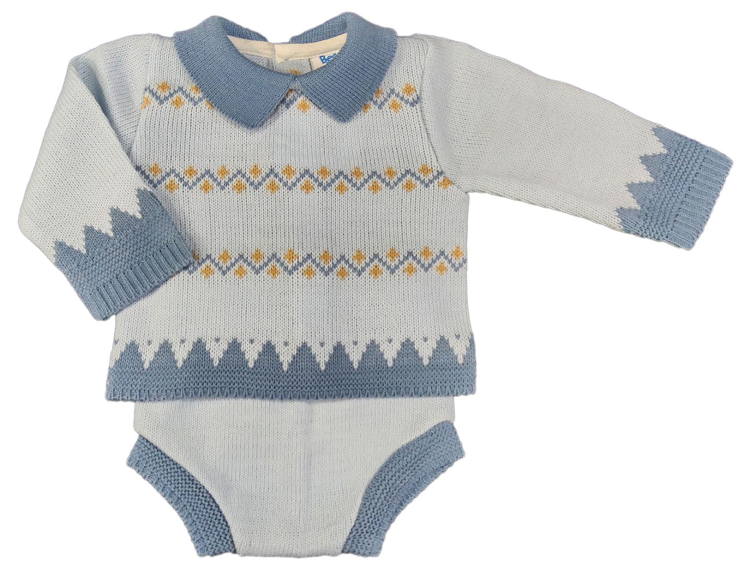 Baby Boy Jam Pants Outfit Knitted Traditional Spanish Style Argyle