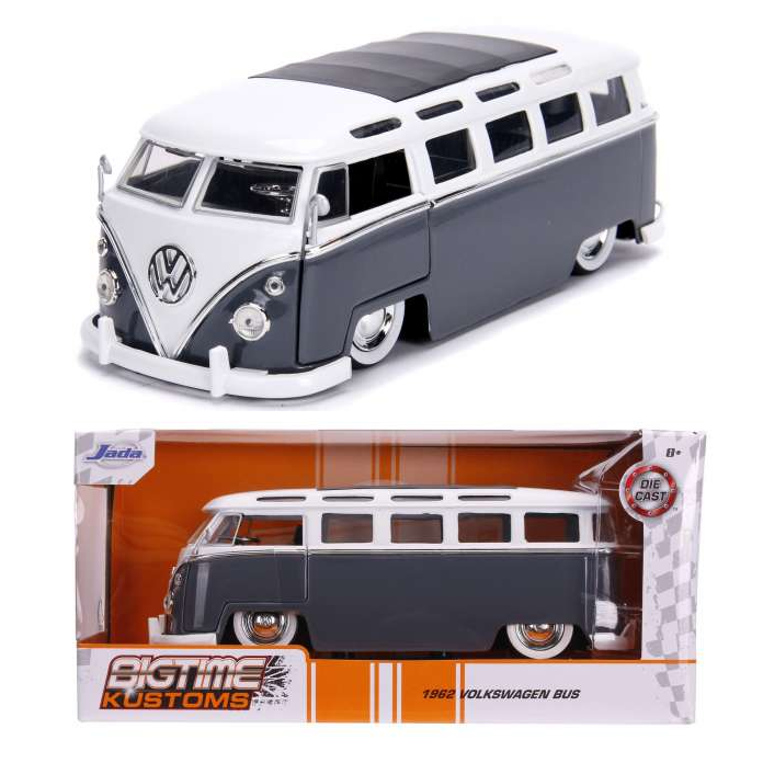Jada Toys 99057 1962 Volkswagen VW Bus Grey and White 1:24 Scale