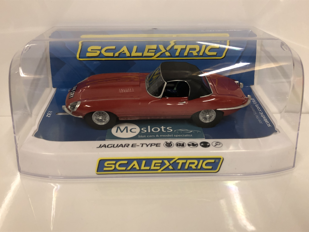 Scalextric "848 CRY" Red Jaguar E-Type W/ Lights 1/32 Scale Slot Car C4032 