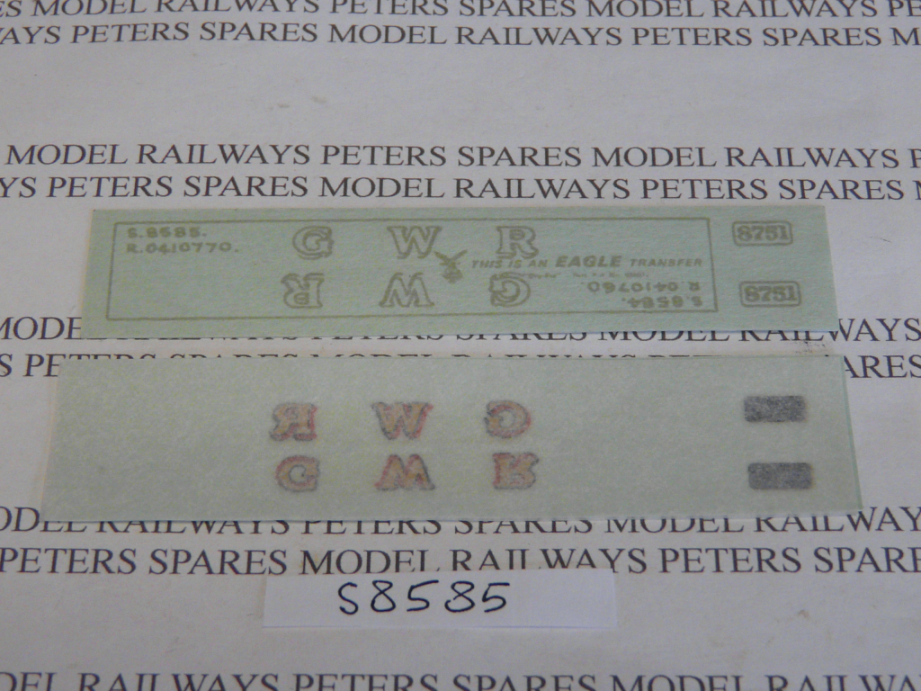 Hornby S8584 S8585 GWR Pannier Tank Loco Numbers & Cipher Transfer Sheet
