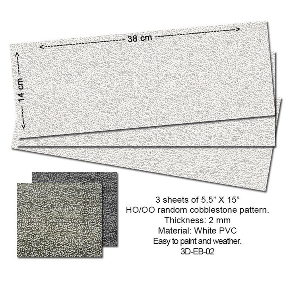 Cobblestone 14X34 cm Thick.: 2mm 3 pcs Proses 3D-EB-01 Embossed PVC Sheets